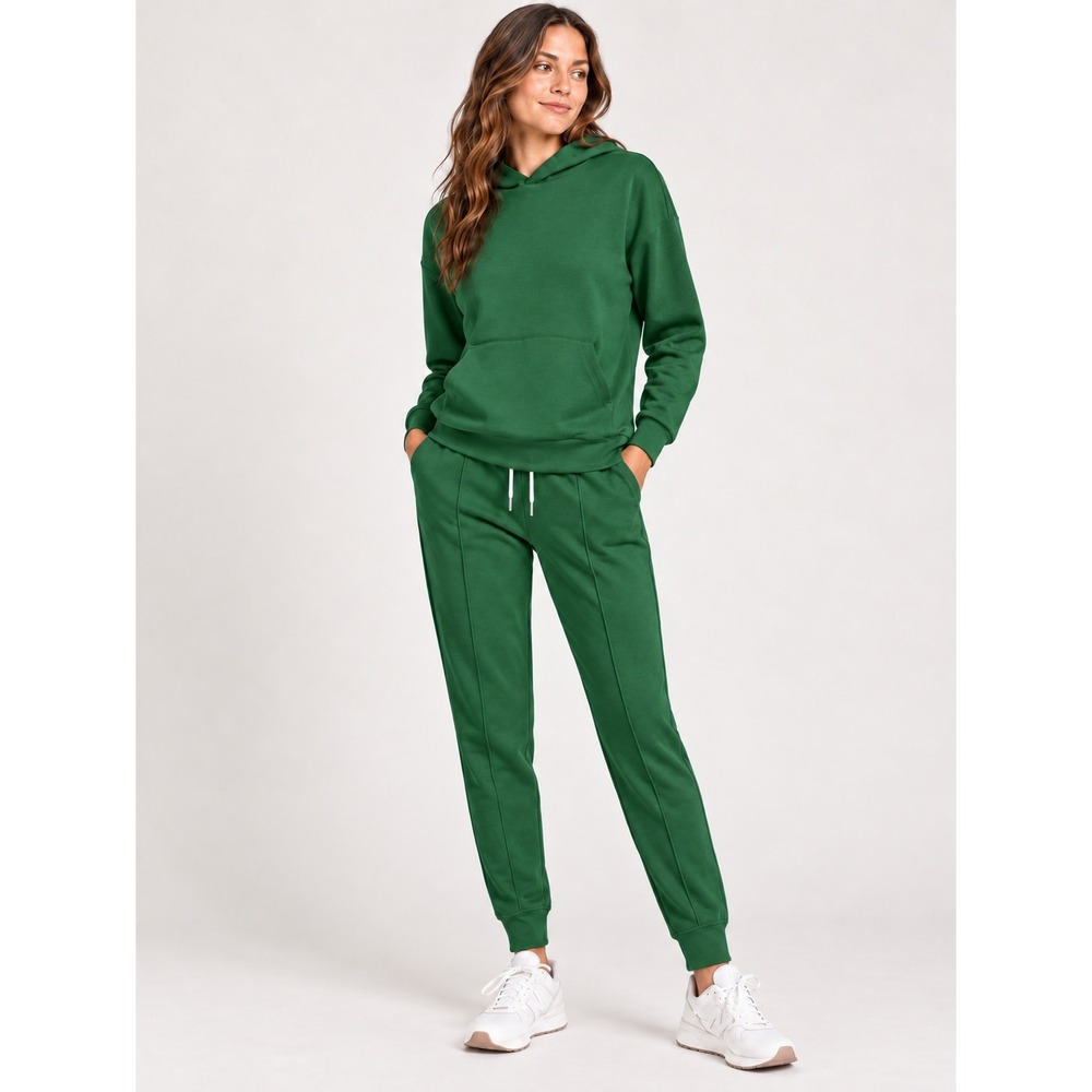 Zenana Scuba Hoodie & Jogger Set in Hunter Green / NWT & In Bag / $152 Retail